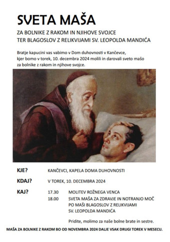 Sv. maša za bolnike z rakom